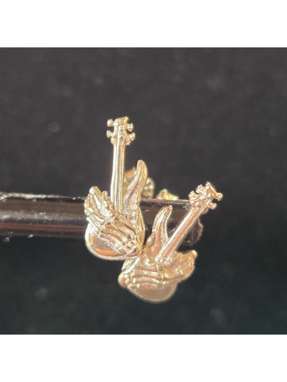 Sterling Silver Dantey Skull Guitar Earrings